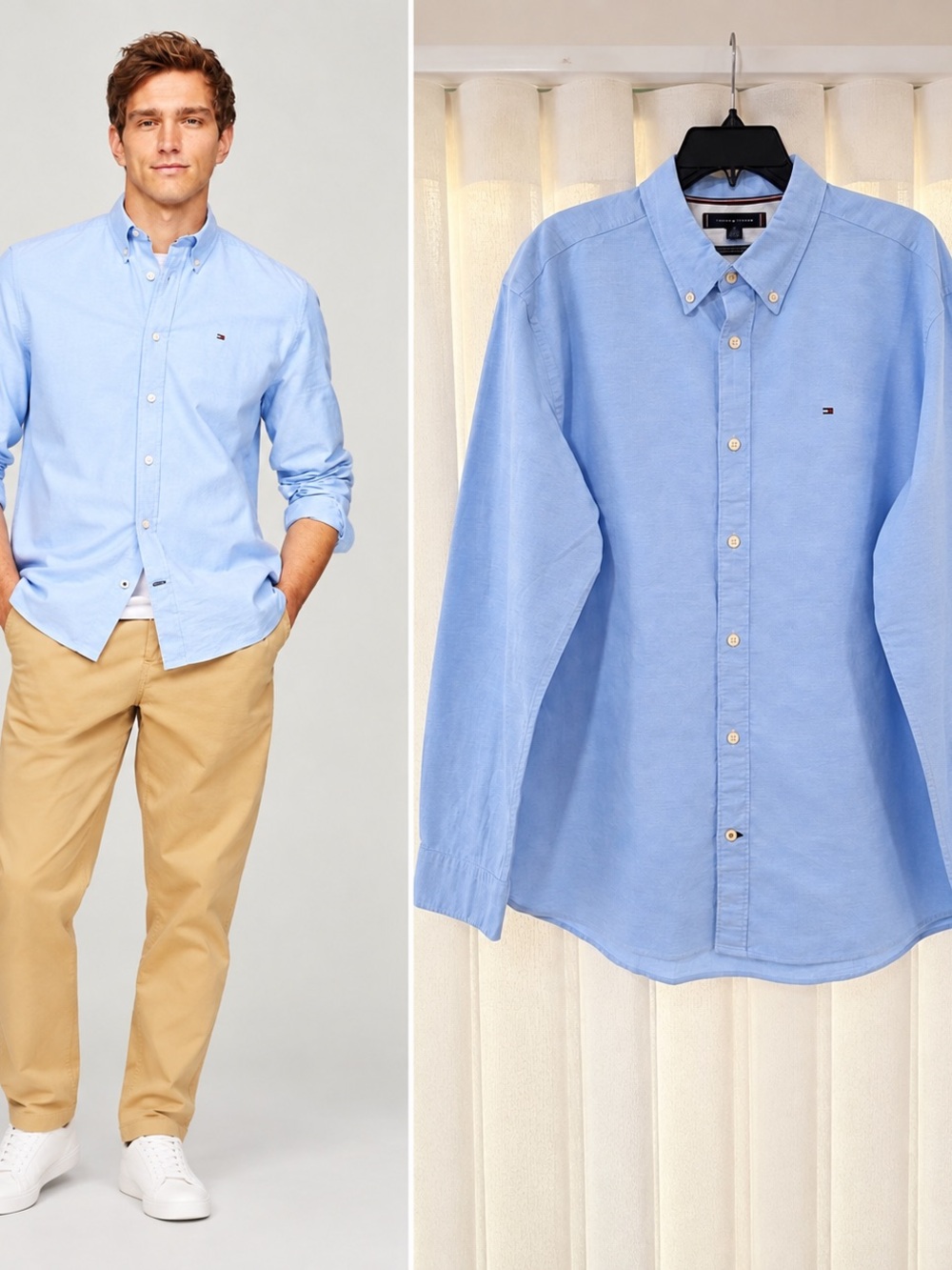 New Tommy Hilfiger Oxford Shirt Men’s Sz.XL Sky Blue Regular Fit Stretch Logo